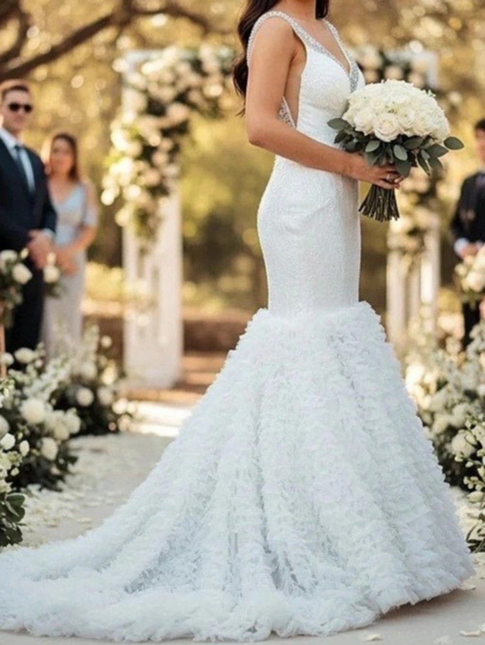 Ava Presley Mermaid Wedding Gown in White Like New